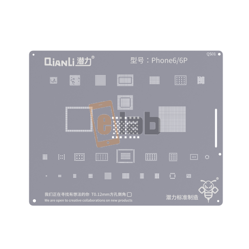 STENCIL 2D PER REBALLING FULL IC - NAND - BASEBAND - CPU - RAM IPHONE 6 / 6  PLUS QS01 QIANLI - Qianli (Attrezzature laboratorio-Saldatura E  Dissaldatura - Stencil);