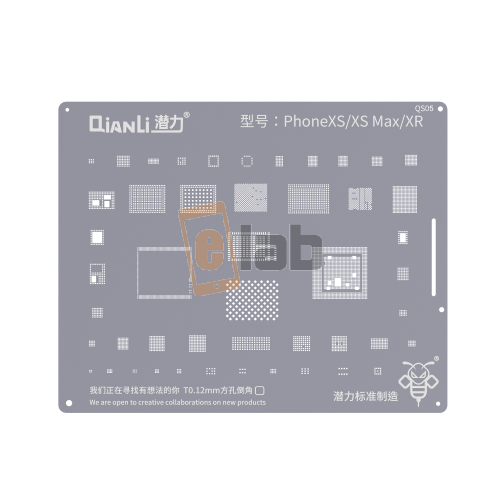 2D STENCIL FOR REBALLING FULL IC - NAND - BOARDBAND - CPU - RAM IPHONE XR /  XS / XS MAX QS05 QIANLI - Qianli (Laboratory Equipment-Soldering And  Desoldering - Stencil);